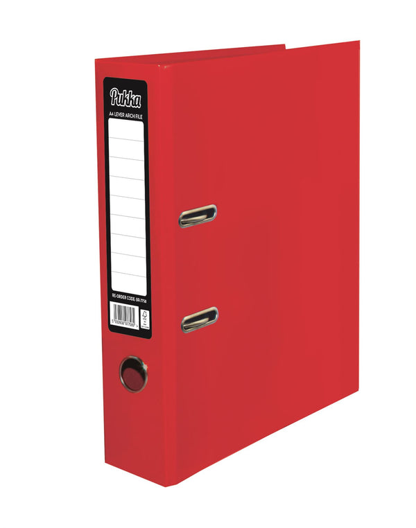 PUKKA BRIGHTS A4 RING LEVER ARCH FILE - RED. BR7758